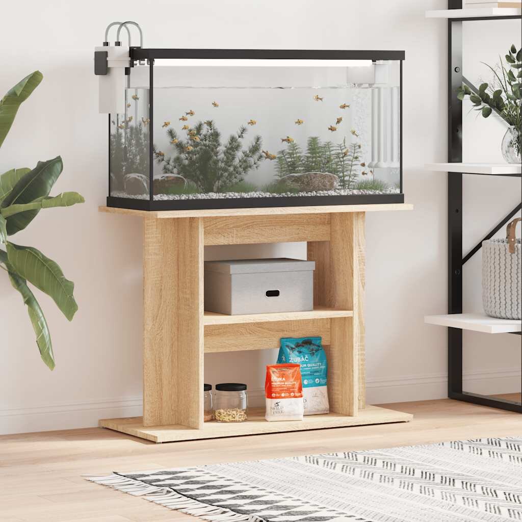vidaXL Поставка за аквариум сонома дъб 80x35x60 см инженерно дърво