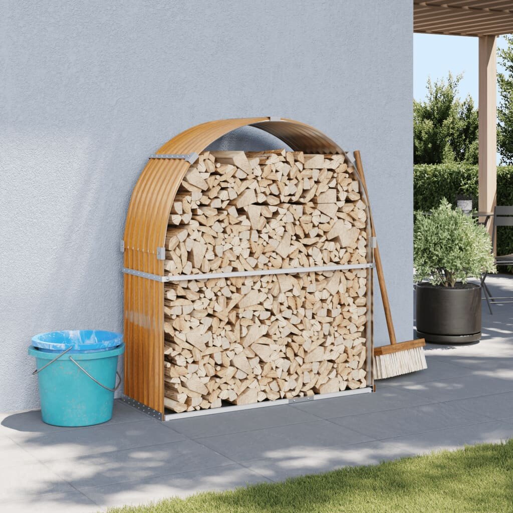 vidaXL Поставка за дърва дървесен вид 120x45x140 см стомана