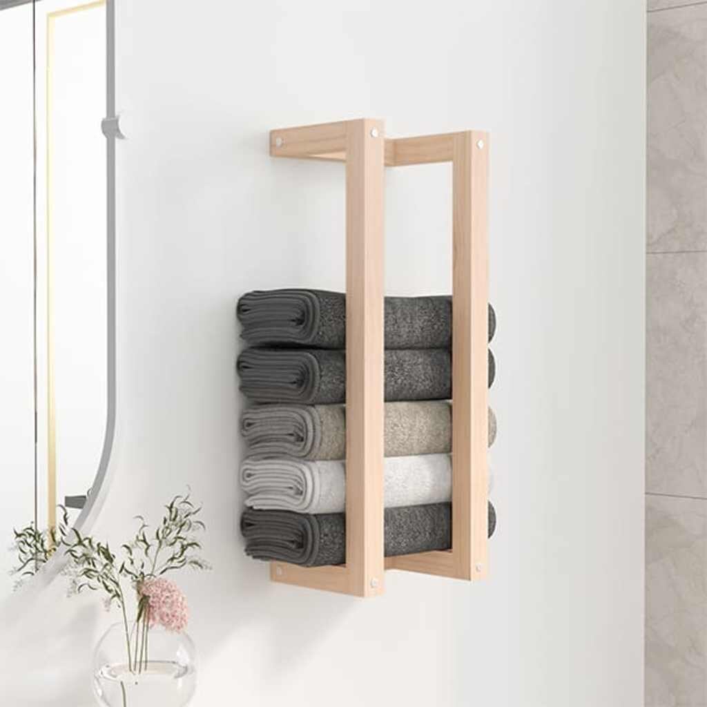 vidaXL Поставка за хавлии 23x18x60 см борово дърво масив