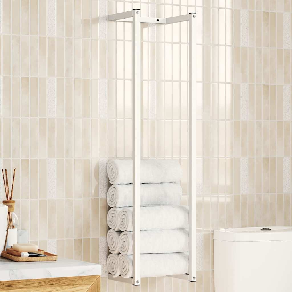 vidaXL Поставка за кърпи бяла 25x20x95 см стомана