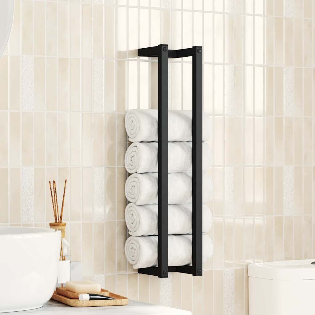 vidaXL Поставка за кърпи черна 125x125x60 см желязо