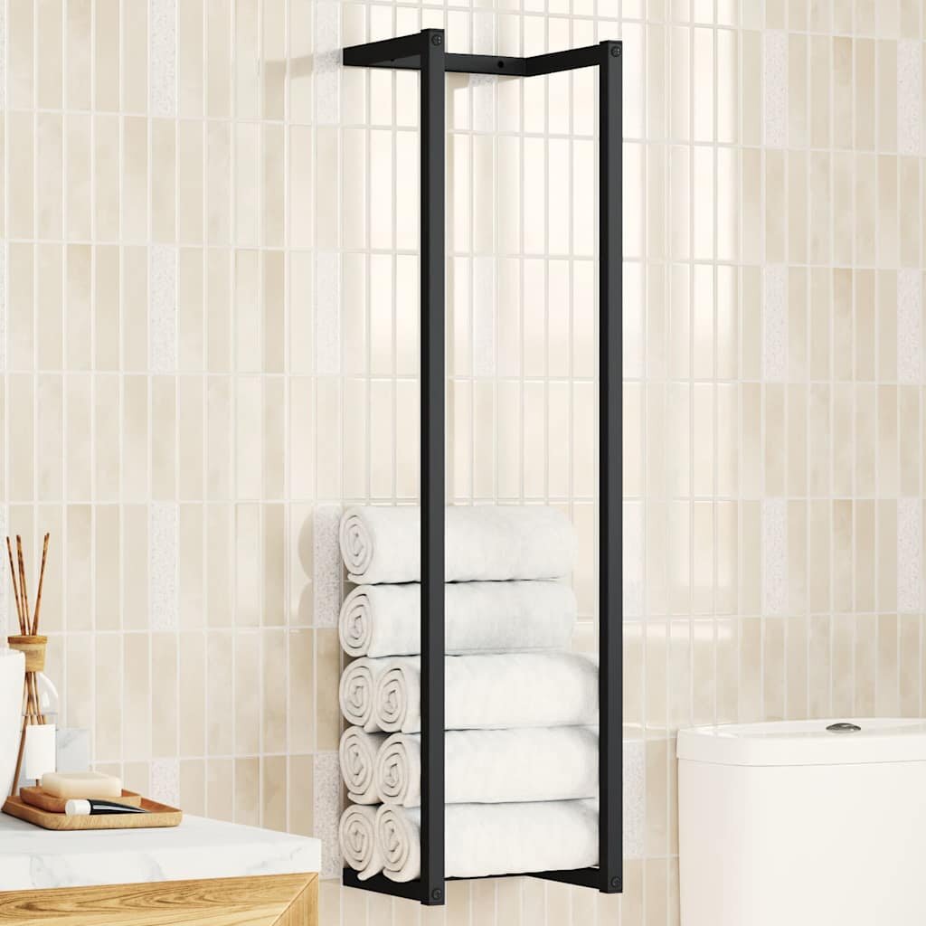 vidaXL Поставка за кърпи черна 25x20x95 см желязо