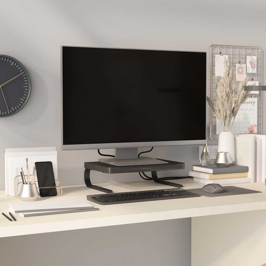 vidaXL Поставка за монитор черна 37x28x115 см