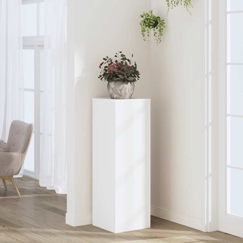 vidaXL Поставка за растения бяла 33x33x100 см инженерно дърво