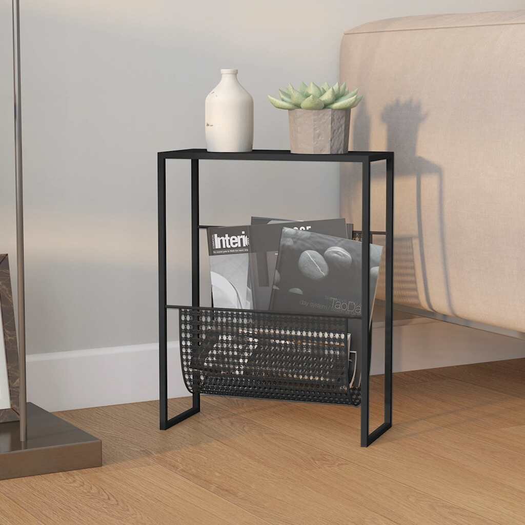 vidaXL Поставка за списания черна 35x15x45 см стомана