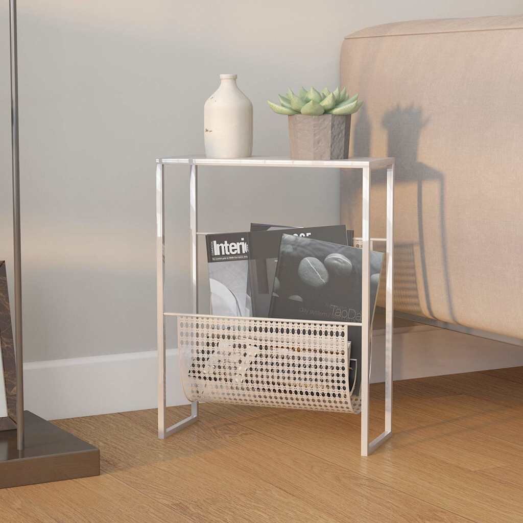 vidaXL Поставка за списания сребриста 35x15x45 см стомана