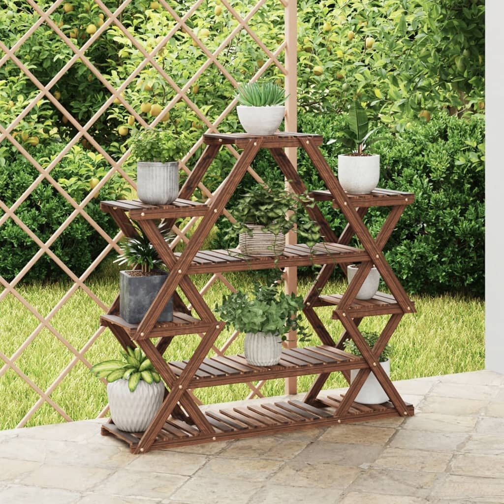 vidaXL Поставка за цветя 110x25x105 см масивна ела
