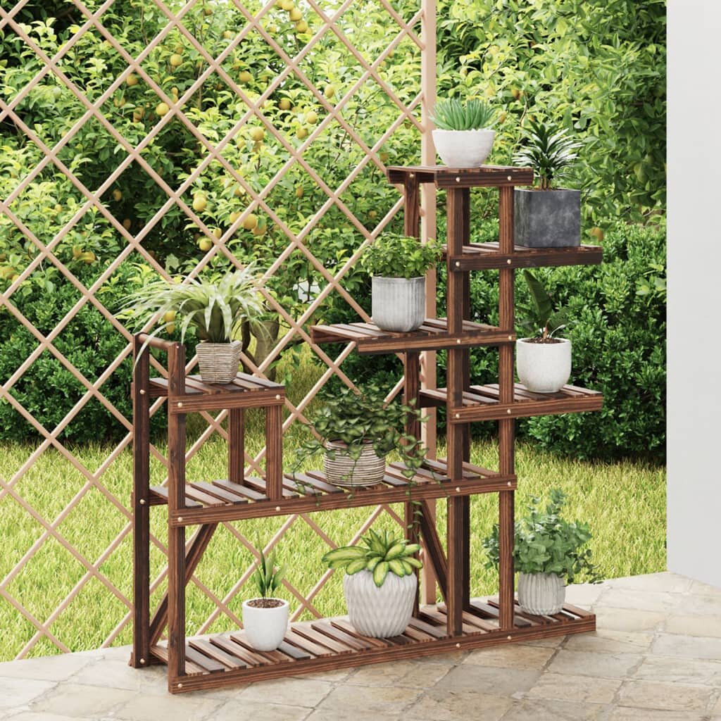 vidaXL Поставка за цветя 110x25x111 см масивна ела