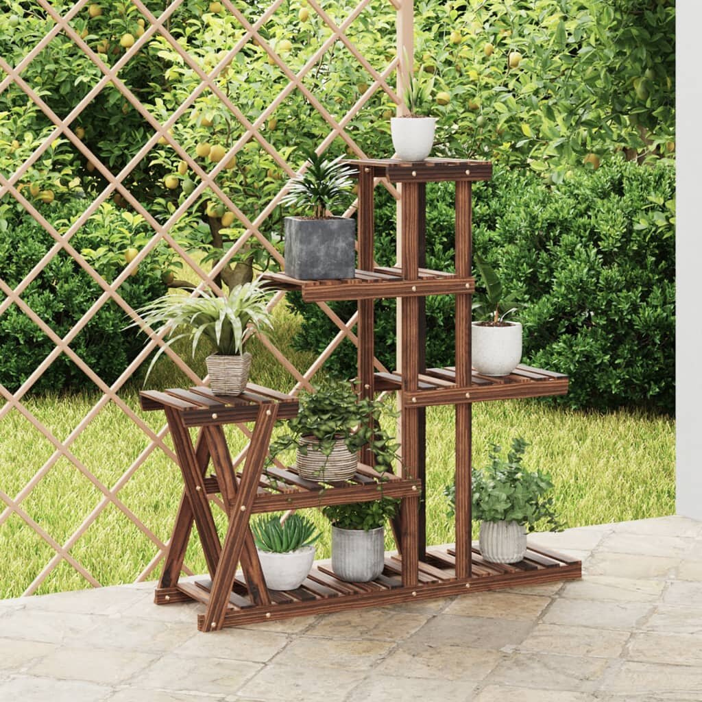 vidaXL Поставка за цветя 95x25x96 см масивна ела