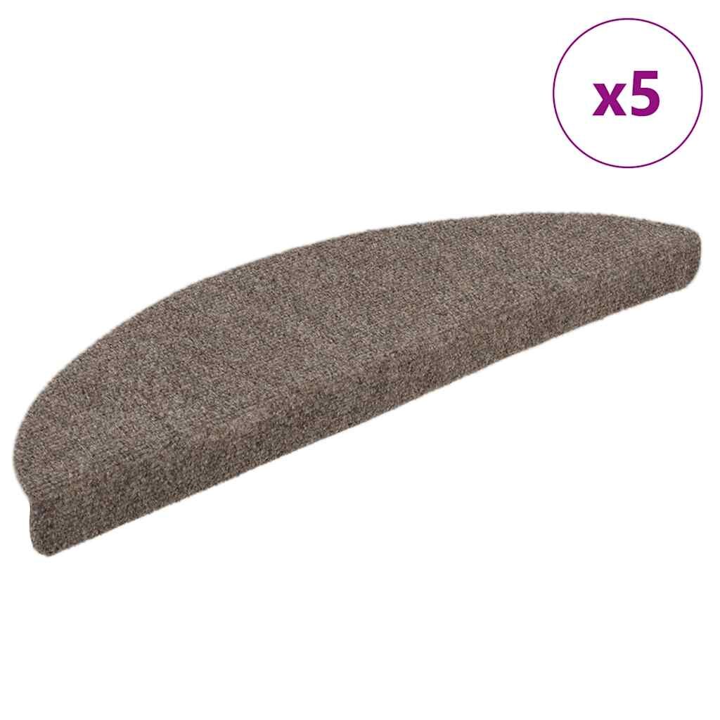 vidaXL Постелки за стълби самозалепващи се 5 бр. 56x17x3 см бежови полукръгли