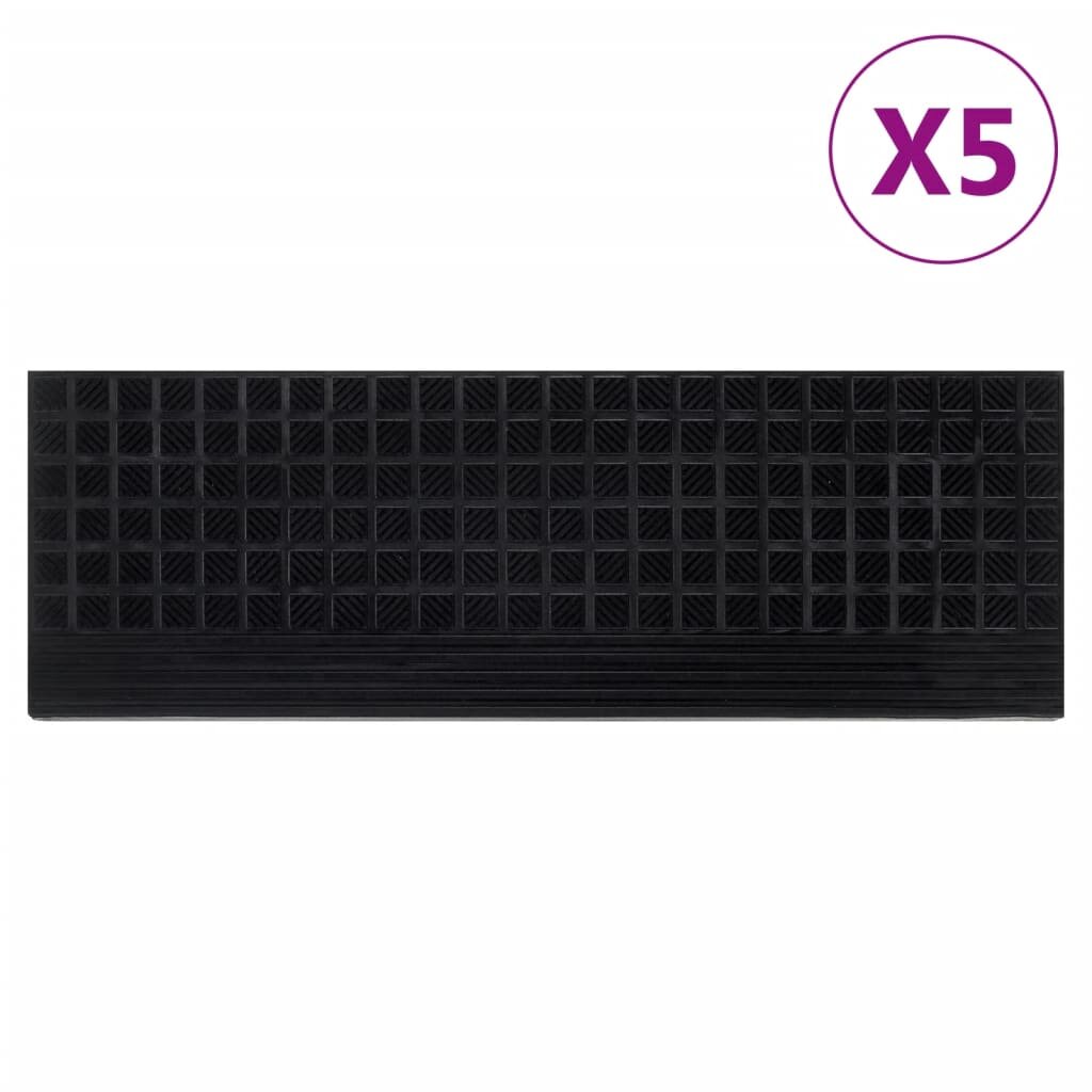 vidaXL Постелки за стъпала 5 бр 25x75 см гума