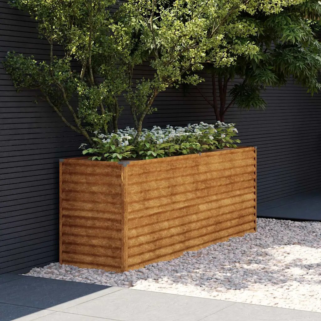 vidaXL Повдигната градинска леха 196x50x69 см кортенова стомана