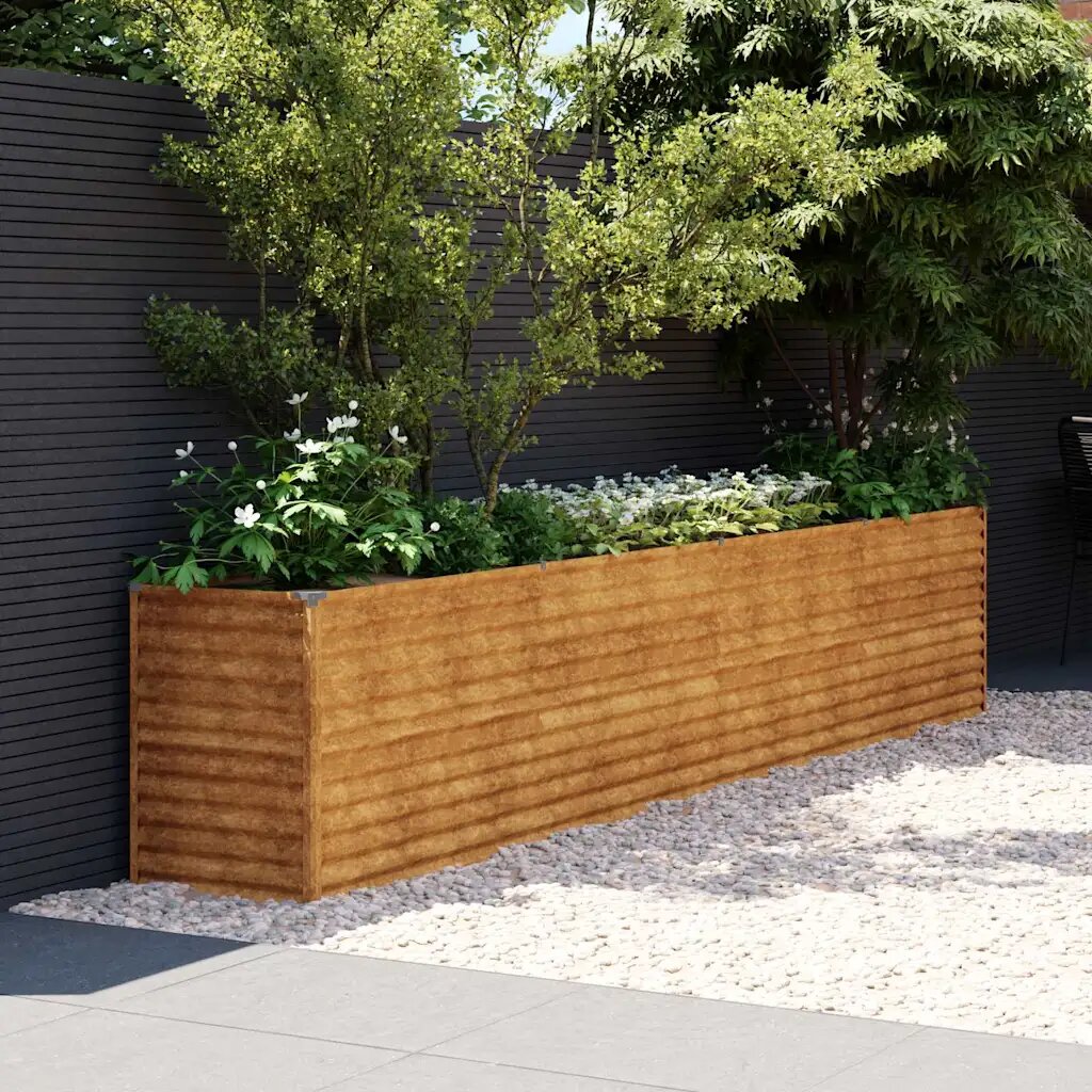 vidaXL Повдигната градинска леха 385x50x69 см кортенова стомана