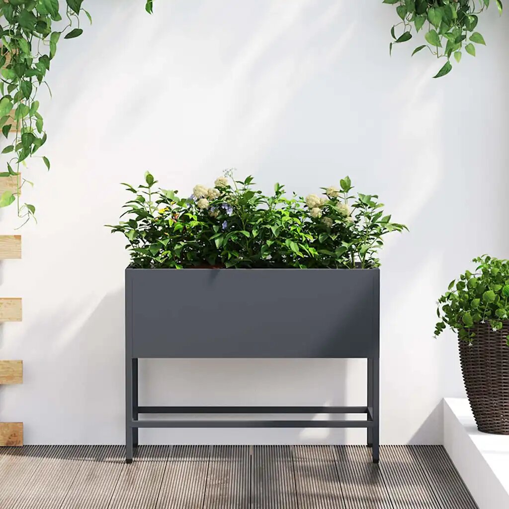 vidaXL Повдигната градинска саксия Антрацит 60 x 26 x 45 см Стомана