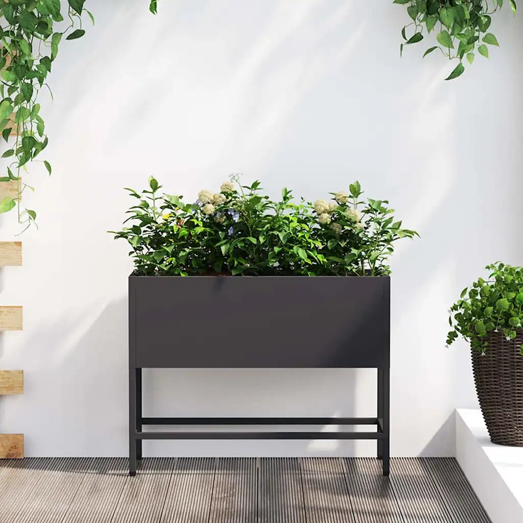vidaXL Повдигната градинска саксия Черно 60 x 26 x 45 см Стомана
