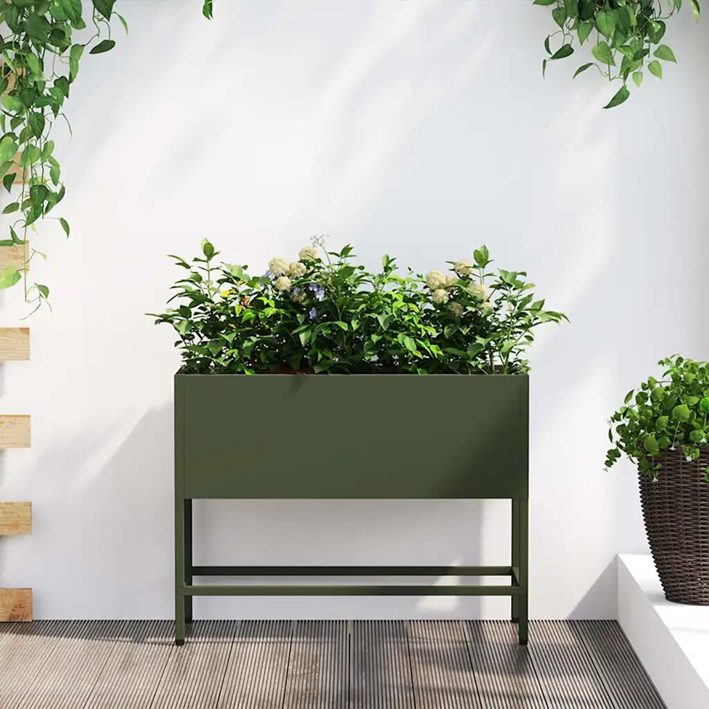 vidaXL Повдигната градинска саксия Маслиненозелен 60 x 26 x 45 см