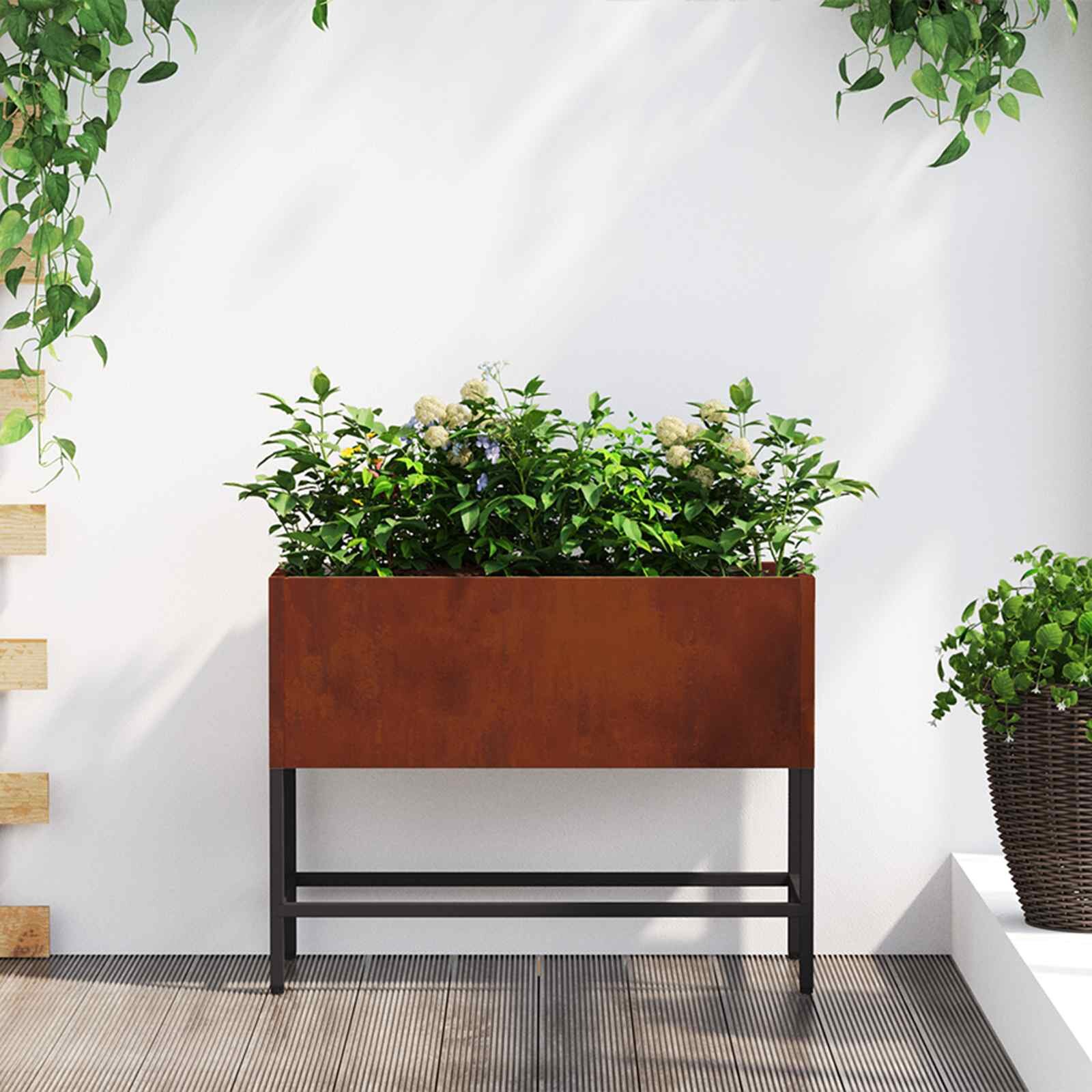 vidaXL Повдигната градинска саксия Ръждясало 60 x 26 x 45 см