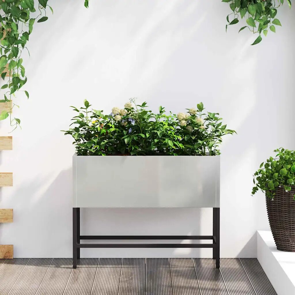 vidaXL Повдигната градинска саксия Сребрист 60 x 26 x 45 см