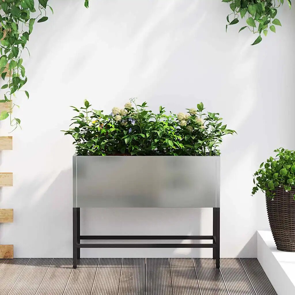 vidaXL Повдигната градинска саксия Сребрист 60 x 26 x 45 см