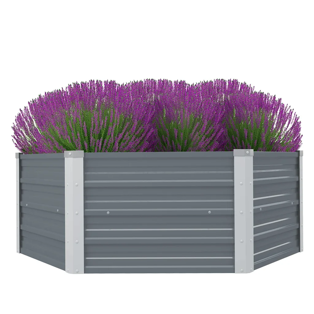 vidaXL Повдигната леха 129x129x45 см поцинкована стомана сива