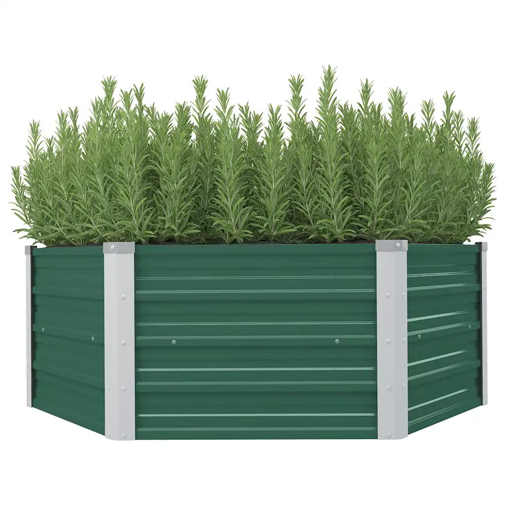 vidaXL Повдигната леха 129x129x45 см поцинкована стомана зелена