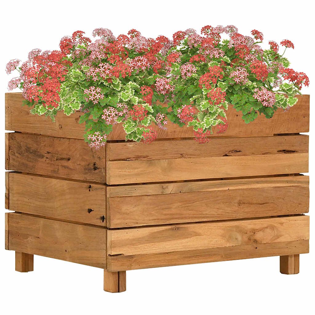 vidaXL Повдигната леха 50x40x38 см рециклирано тиково дърво и стомана