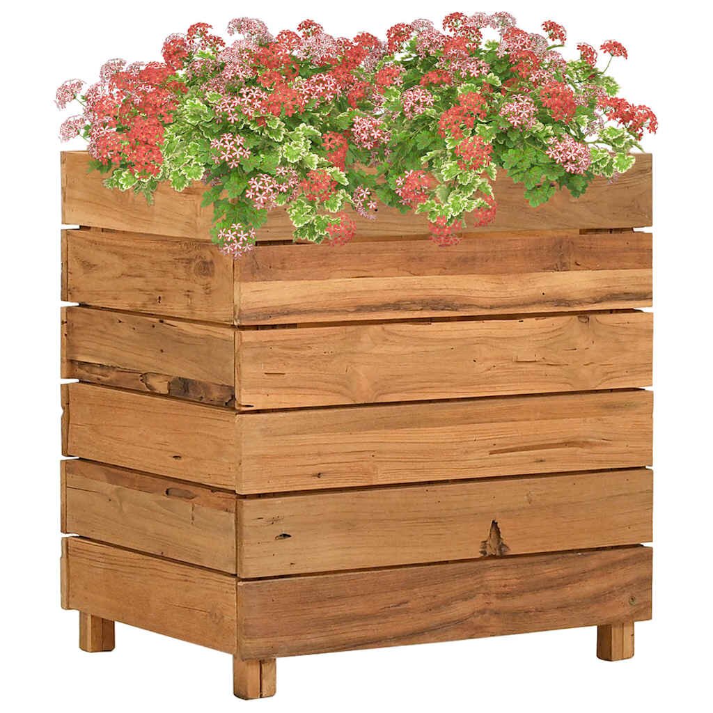 vidaXL Повдигната леха 50x40x55 см рециклирано тиково дърво и стомана