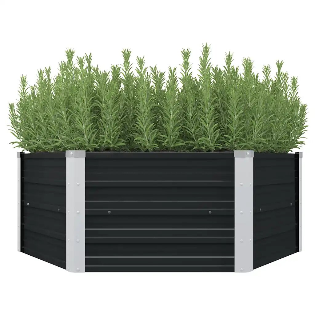 vidaXL Повдигната леха антрацит 129x129x45 см поцинкована стомана