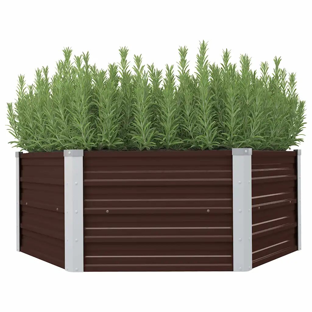 vidaXL Повдигната леха кафява 129x129x45 см поцинкована стомана
