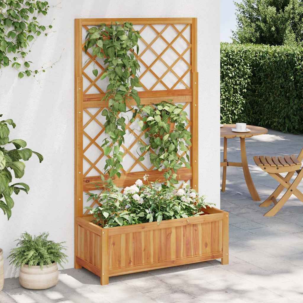 vidaXL Повдигната леха с решетка 85x38x150 см акация масив