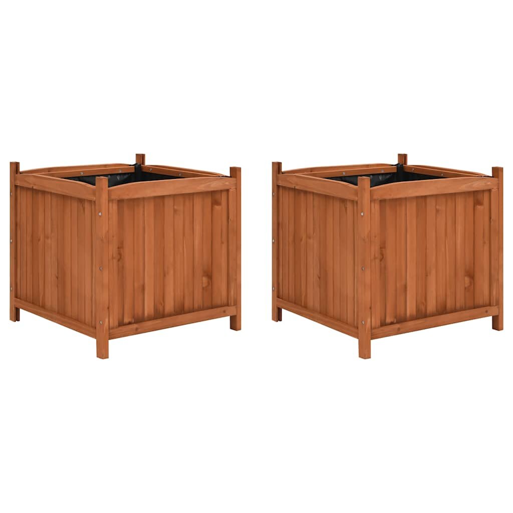 vidaXL Повдигнати лехи 2 бр 50x50x50 см чам