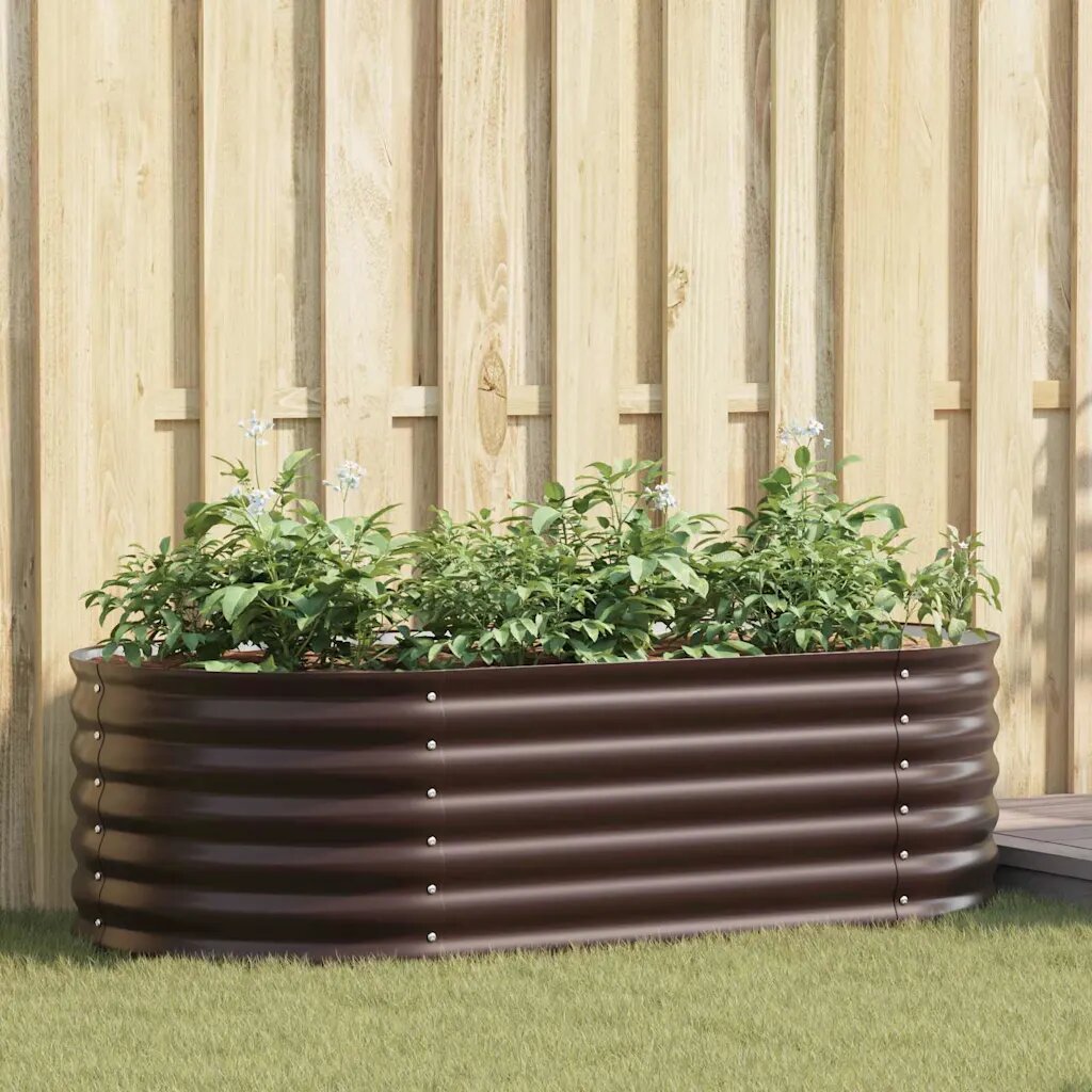 vidaXL Повдигнато легло Кафяво 160 x 80 x 44 cm Стомана