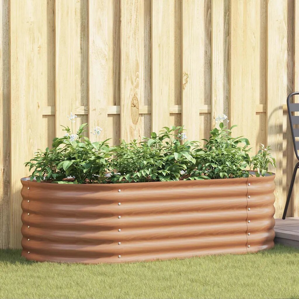 vidaXL Повдигнато легло Кафяво 160 x 80 x 44 cm Стомана