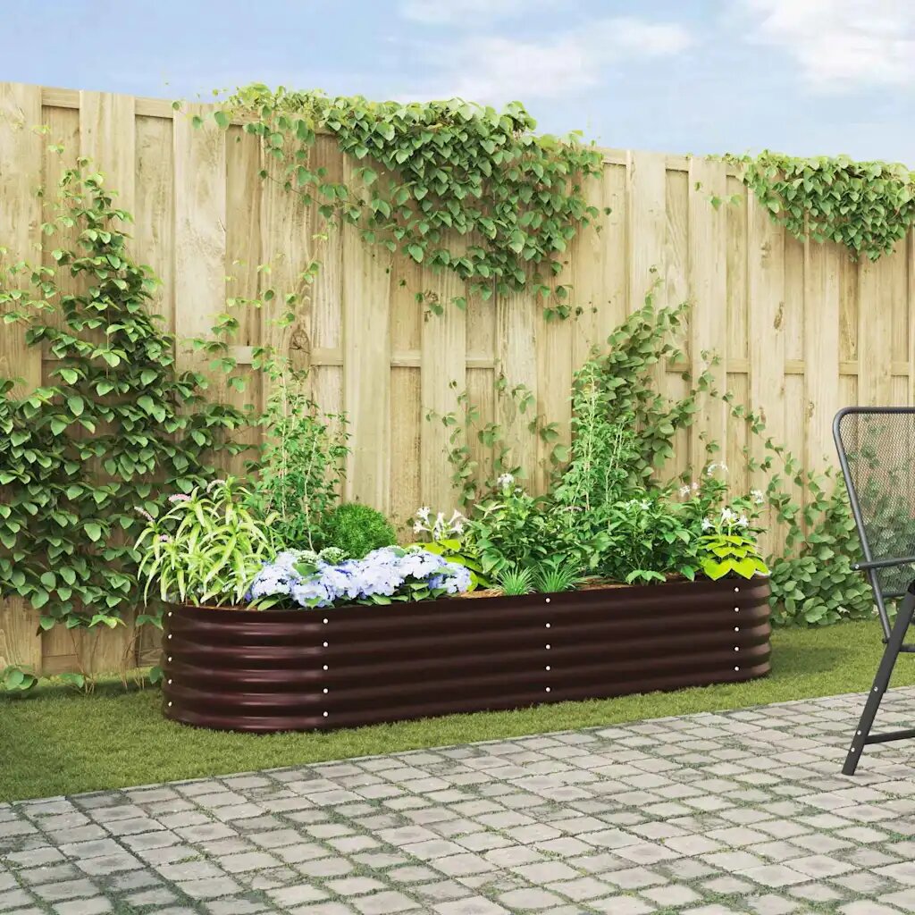 vidaXL Повдигнато легло Кафяво 240 x 80 x 44 cm Стомана