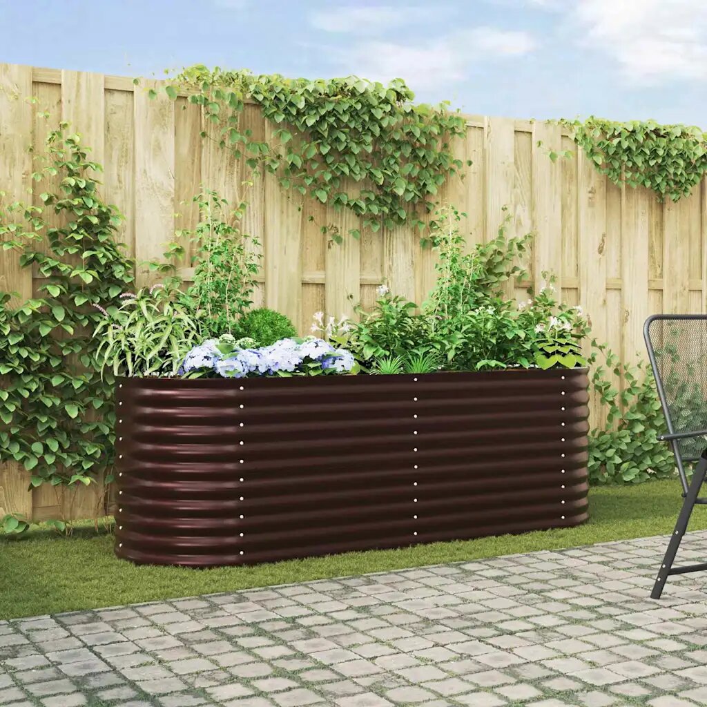 vidaXL Повдигнато легло Кафяво 240 x 80 x 81 cm Стомана
