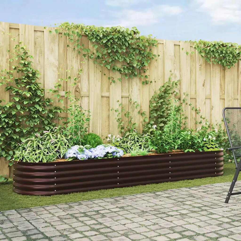 vidaXL Повдигнато легло Кафяво 320 x 80 x 44 cm Стомана