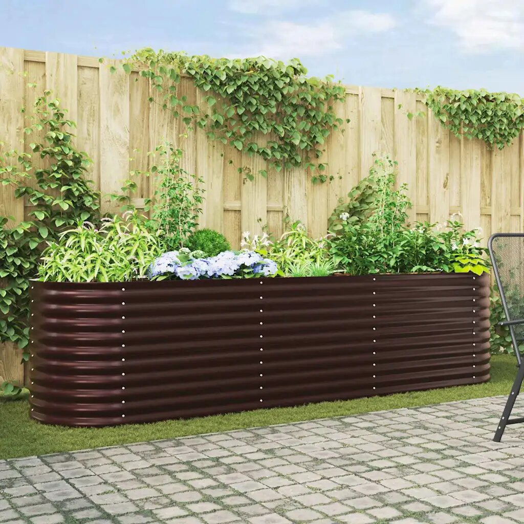 vidaXL Повдигнато легло Кафяво 320 x 80 x 81 cm Стомана
