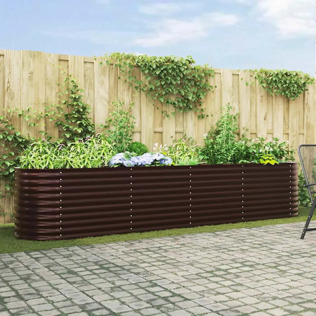 vidaXL Повдигнато легло Кафяво 400 x 80 x 81 cm Стомана
