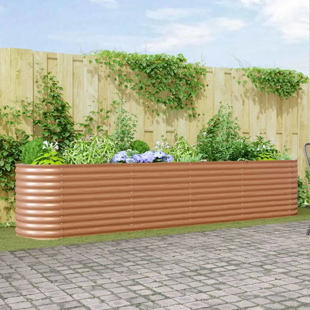 vidaXL Повдигнато легло Кафяво 400 x 80 x 81 cm Стомана