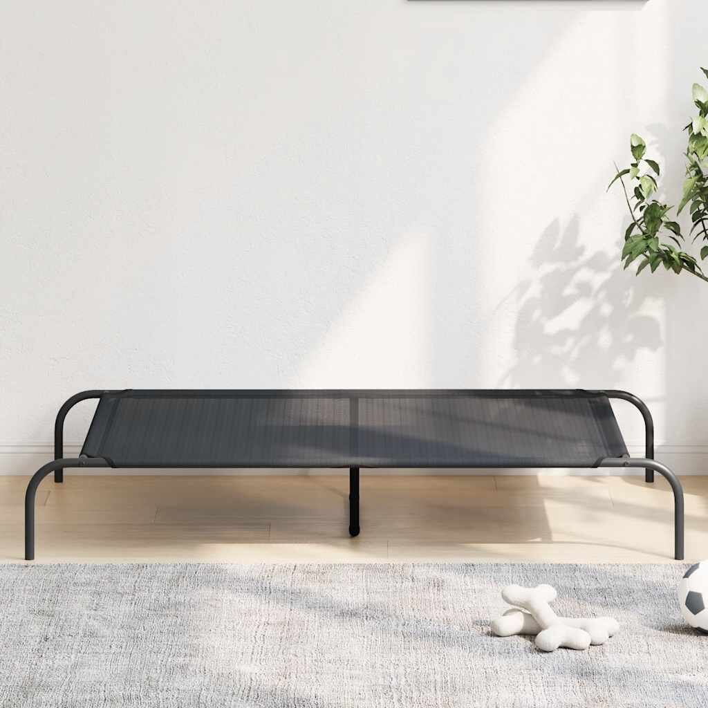 vidaXL Повдигнато легло кучета черно 130x80x20 cm Текстилен и стомана