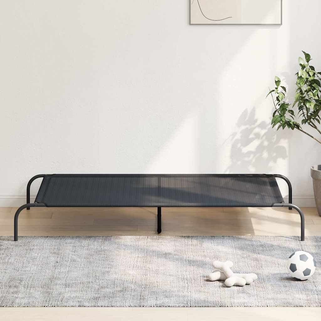 vidaXL Повдигнато легло кучета черно 150x90x20 cm Текстилен и стомана