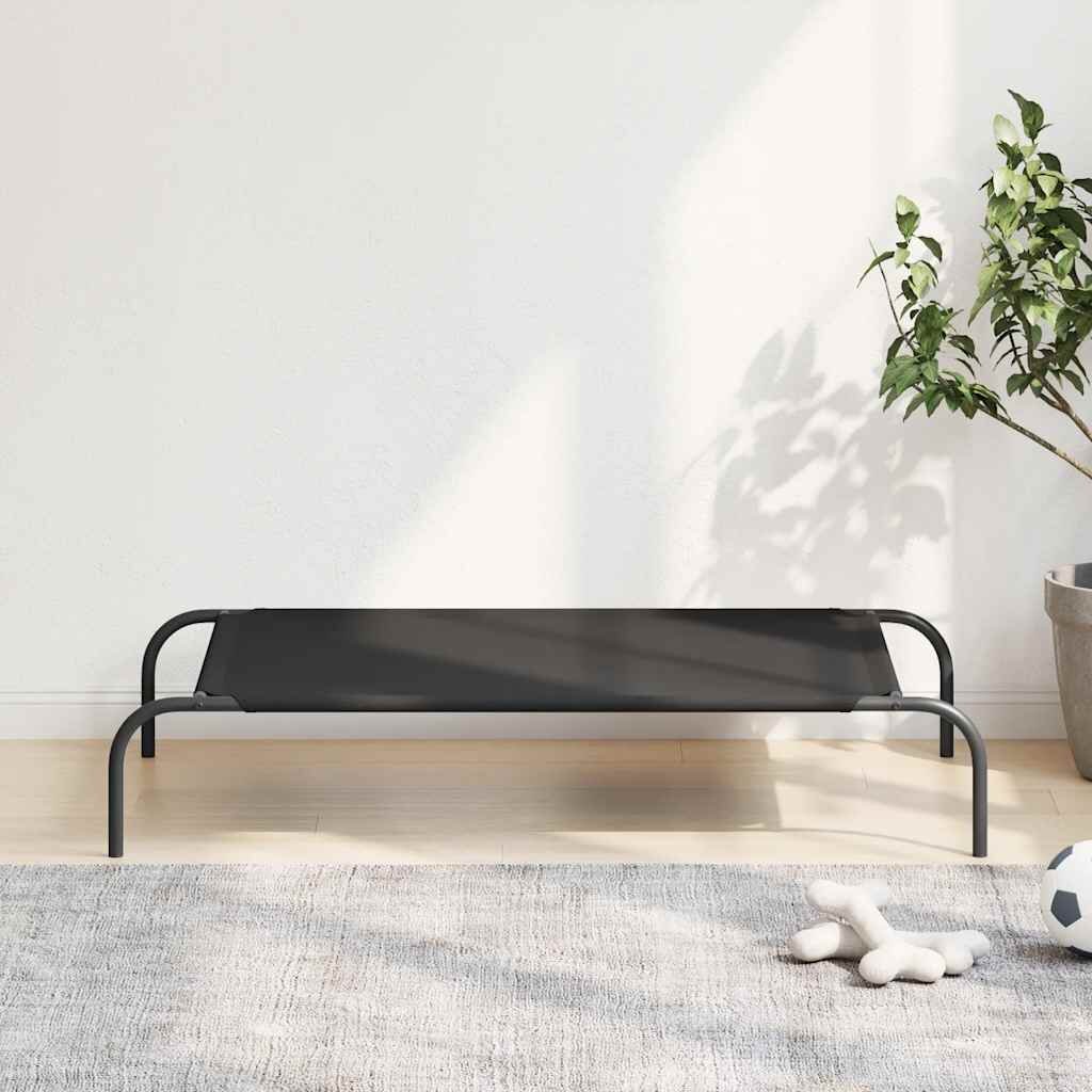 vidaXL Повдигнато легло за кучета черно 110x65x20 cm Оксфорд плат