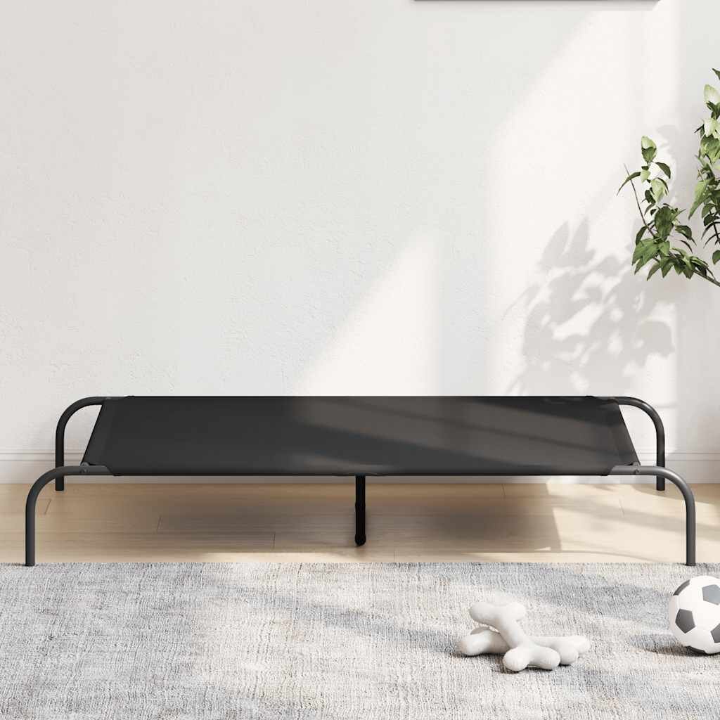 vidaXL Повдигнато легло за кучета черно 130x80x20 cm Оксфорд плат