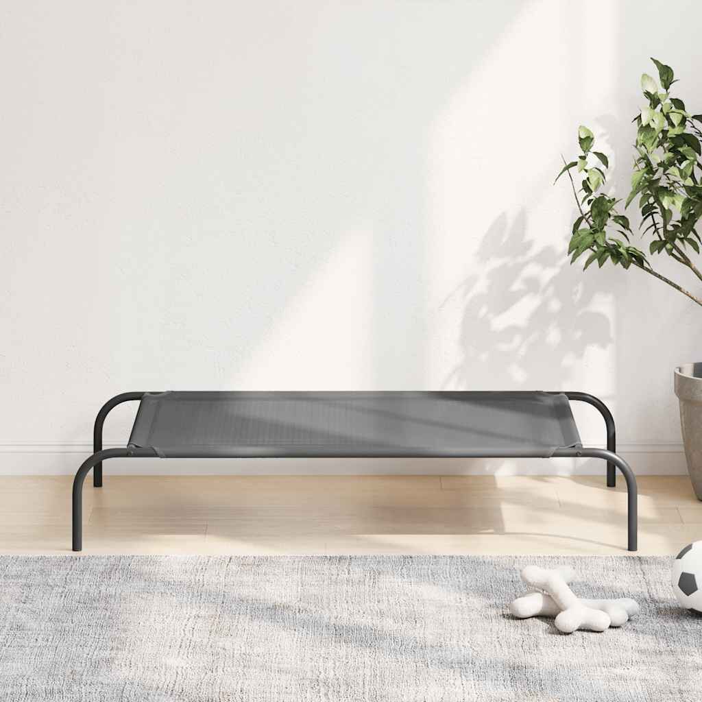 vidaXL Повдигнато легло за кучета сиво 110x65x20 cm Текстилен стомана