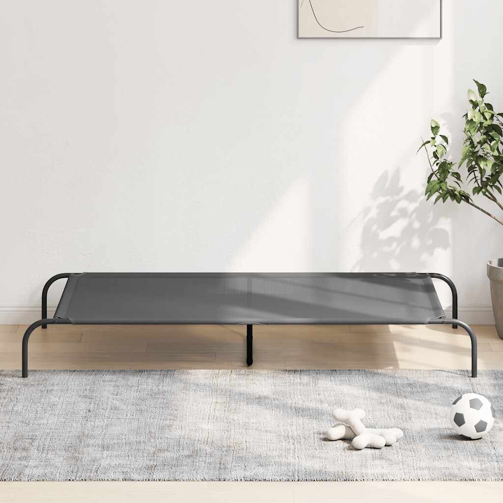 vidaXL Повдигнато легло за кучета сиво 150x90x20 cm Текстилен стомана