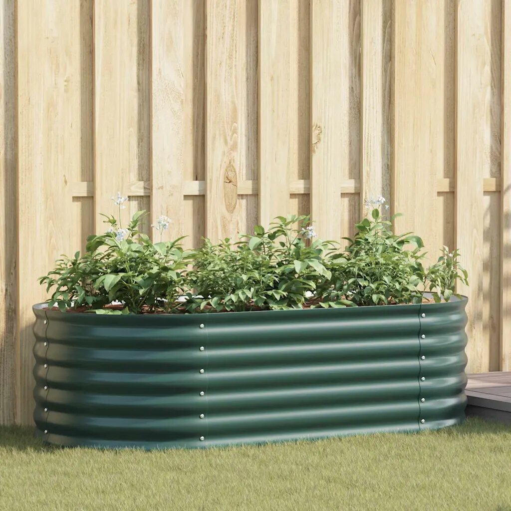 vidaXL Повдигнато легло Зелено 160 x 80 x 44 cm Стомана