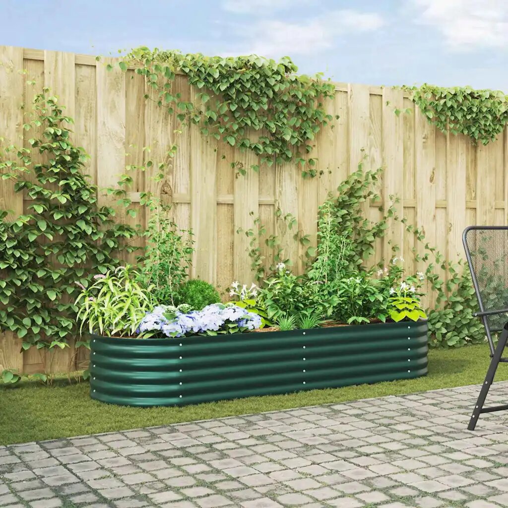 vidaXL Повдигнато легло Зелено 240 x 80 x 44 cm Стомана