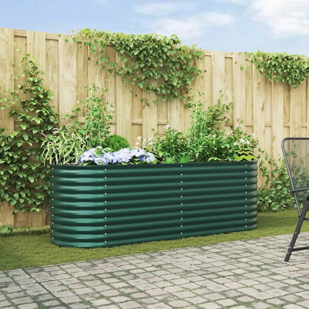 vidaXL Повдигнато легло Зелено 240 x 80 x 81 cm Стомана