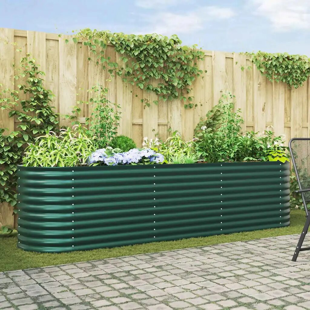 vidaXL Повдигнато легло Зелено 320 x 80 x 81 cm Стомана