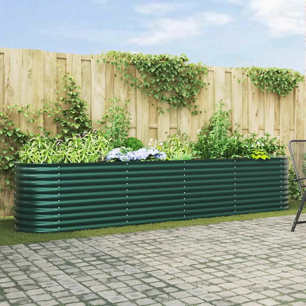 vidaXL Повдигнато легло Зелено 400 x 80 x 81 cm Стомана
